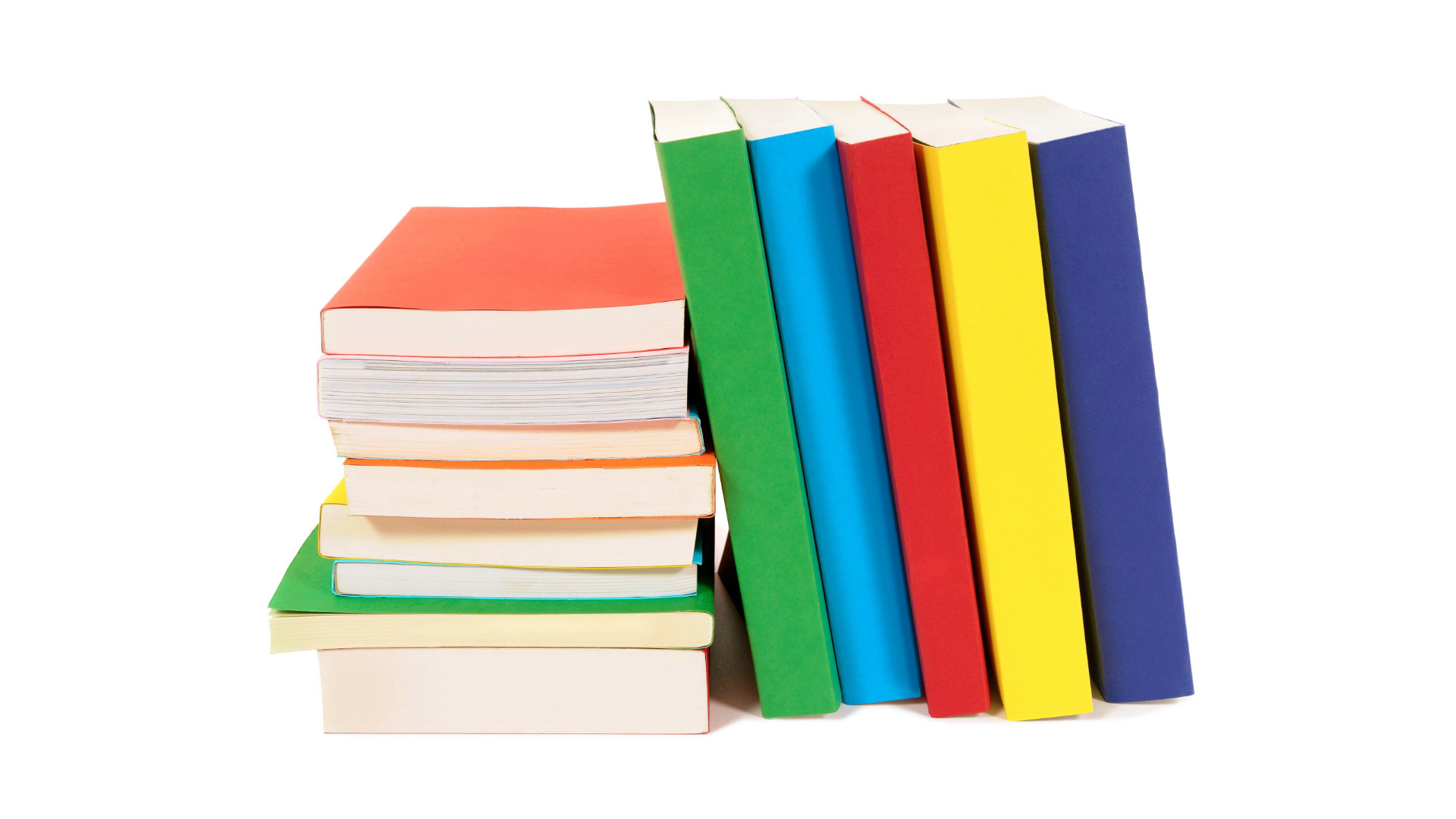Pile of books with colourful covers